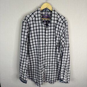 Robert Graham 2XLT Long Sleeve Button Shirt Black Purple Geometric Flip Cuff